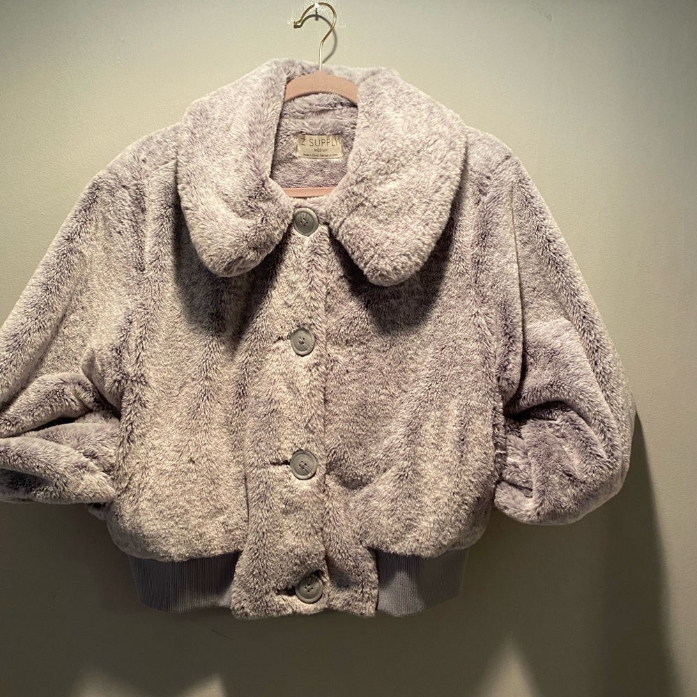 Z Supply Fur cropped bomber jacket